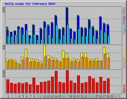 Daily usage for February 2019