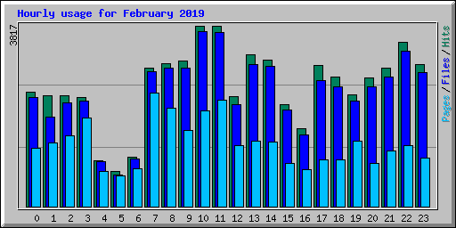 Hourly usage for February 2019